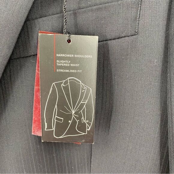 Alfani Men’s 2 button Black Wool Striped Suit Jacket Blazer size 38S - Picture 4 of 6